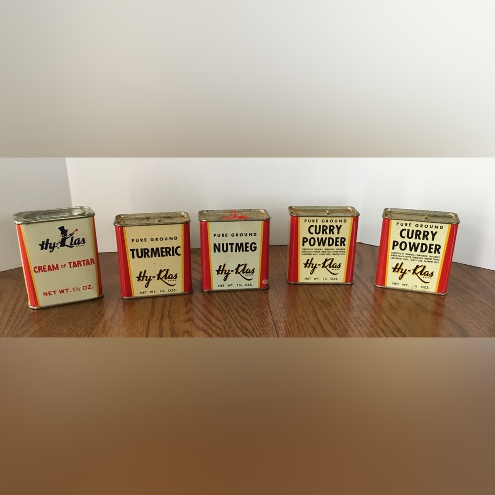 Vintage Spice Tins, Hy-Klas St Joseph Mo, set of 5